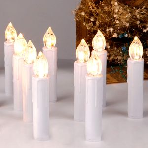 LED Weihnachtskerzen Kabellos Weihnachtsbeleuchtung Lichterkette Timer Baumkerze, Color:30er Weiss