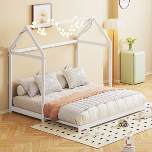 Fortuna Lai detská posteľ 90/180 x 190 cm, rozkladacia pohovka, rozťahovací rám postele z masívneho dreva s lamelovým roštom jednolôžková posteľ pre hostí, biela