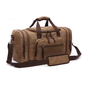 Canvas Reisetasche, Handgepäck Erweiterbare Tragetasche (Braun)