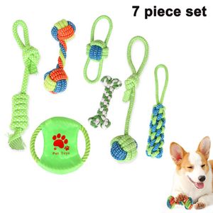 Spielzeug Hund Seil, Hergestellt aus 100% Natürlicher Baumwolle Hunde Intelligenz Entwickeln Geeignet für Welpen und Kleine Hunde Verschiedene Hundebälle Welpenspielzeug Seil (7-Teiliges Set)