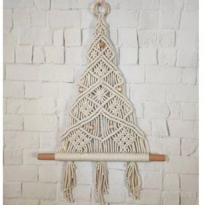 Macramé / Nástenná dekorácia / Vianočný stromček Macramé / Nástenný vešiak / Nástenný vešiak / Tapiséria / Tkaný domček / Boho / Tapiséria / Vianočná dekorácia / Šnúra priviazaná k stene /