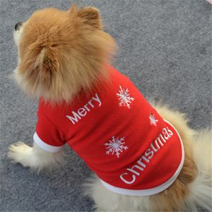 Rundhals-Weihnachts-Hundepullover, faltenfreies Polyester, warme Kleidung, Haustierkleidung, Heimtierbedarf-Rot-Weiss,M