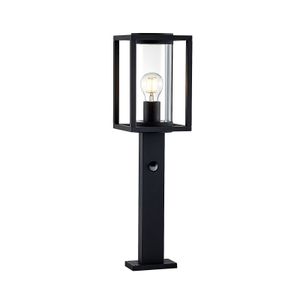 Lucande Außenleuchte 'Ferda' mit Bewegungsmelder (spritzwassergeschützt (Modern) in Schwarz aus Aluminium (1 flammig, E27) - Wegeleuchte, Pollerleuchte, Wegelampe, Sockelleuchte