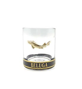 Beluga Vodka Tumbler 1x Glas mit goldfarbenem Beluga Emblem