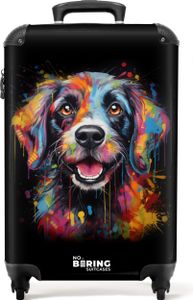 NoBoringSuitcases.com® Kufr Příruční zavazadlo Kufr na kolečkách Malý cestovní kufr na 4 kolečkách - Pes jako barevné graffiti - Kabina Velikost < 55x40x23 cm a 55x40x20 cm - Foto kufr - Kabinový kufr - Palubní zavazadloPříruční zavazadlo Kufr 55x35x20 cm, 36L,