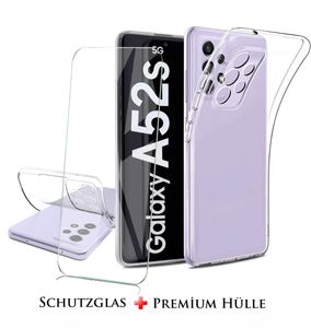 Für Samsung Galaxy A52s 5G Silikon Transparent Kamera Schutz Hülle + Panzerglas Echt Glas Display Schutzglas