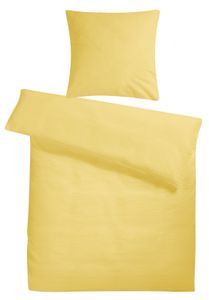 Seersucker Bettwäsche 135x200 Gelb Uni gelbe Sommer Bettwäsche Bettbezug 135 x 200 - Bügelfrei