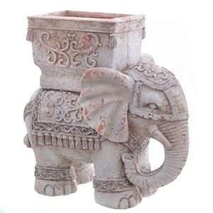 Gartenfigur Elefant mit Pflanztopf, Blumentopf Figur, Garten Skulptur Elefant