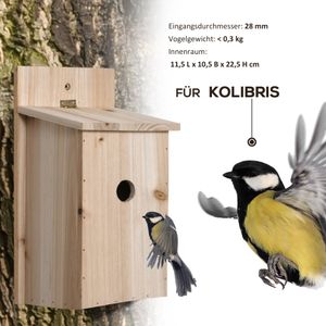 Outsunny 2er Set Nistkasten Wildvögel für kleine Vögel Vogelnistkasten aus Holz Vogelhaus Vogelfutterhaus Natur 15 x 14 x 30 cm