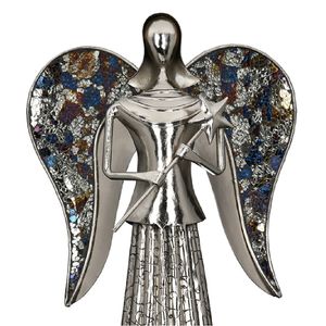 Engel "Muriel" mit Sternenstab, Aluminium, Höhe 60/82cm (verschiedene Größen), silberfarben-antikfinish, von Gilde