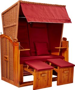 Webavita Strandschönheiten Sophia Ostsee Strandkorb 2-Sitzer Vollholzfront inkl Schutzhülle verschiedene Nachbildung innen außen für Balkone Terrassen Wintergärten Garten Lounge KD2BBL