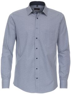 REDMOND Langarmhemd mit Brusttasche Blau gemustert M Modern Fit