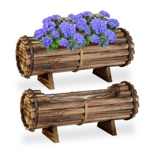 relaxdays Blumenkasten Holz 2er Set