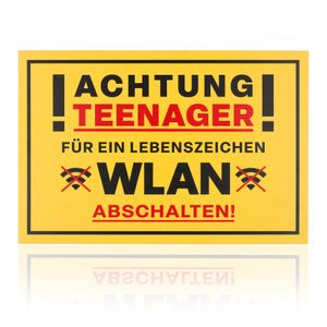 FunX Achtung Teenager Türschild - Lustiges Wandschild Vorsicht Warnschild als Geschenk zur Jugendweihe und Geburtstag für Jungen und Mädchen 30 x 20cm