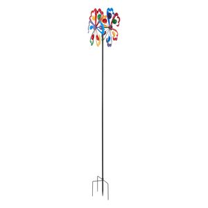 Bindal Větrné kolo pro venkovní použití 185 cm vysoký kovový zvonkoherní zahradní kolík pro terasu a zahradu Zahradní dekorace vícebarevné