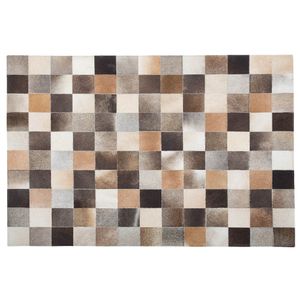 Teppich Kuhfell braun-beige-grau 160 x 230 cm Patchwork SOKE