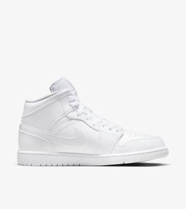 Nike Air Jordan 1 Mid "Triple White", bílá, velikost: 44.5