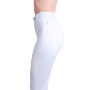 topschuhe24 2413 Damen Skinny Jeans  High Waist Taillenhose, Farbe:Weiß, Größe:42 EU