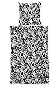 Carlo Colucci Bettwäsche-Set Carlo Confuso aus weicher Baumwolle, Farbe:Rot und Weiß, Größe:135 x 200 cm + 80 x 80 cm, Muster:Logoprint