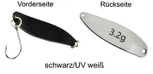 FTM Spoon Hammer Blinker 3,2g - Forellenblinker, Farbe:schwarz/UV weiß