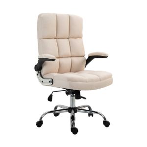 Bürostuhl HWC-J21, Chefsessel Drehstuhl Schreibtischstuhl, höhenverstellbar  Stoff/Textil creme-beige