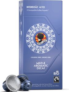 AFRO COFFEE Mild & Aromatic Decaf Premium Kaffee Kapseln 10 Stück - Fairtrade Arabica entkoffeiniert Kaffeekapseln von AFRO COFFEE
