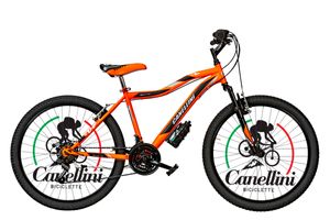 Detský bicykel Horský Canellini VORTEX 24" - 18 rýchlostí - Oranžová/Čierna