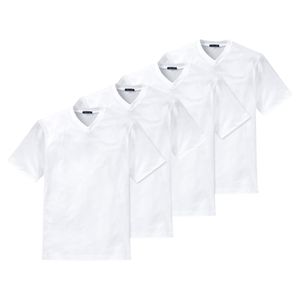 Schiesser 4er Pack American Unterhemd / Shirt Kurzarm Hochwertige Verarbeitung und hohe Formstabilität, Feiner Single-Jersey aus 100 % Baumwolle, Mit V-Ausschnitt