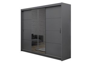 Schwebetürenschrank Genua II 250, 2 Türen Kleiderschrank mit 2 Spiegel, Moderne Garderobe, Schrank in Größe: 250 x 215 x 61 cm