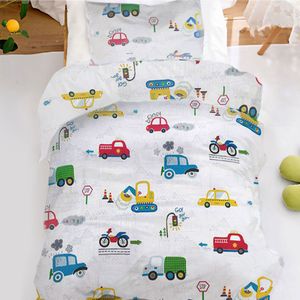 Kinderbettwäsche 135x200 Baumwolle Bettwäsche Auto Muster für Baby Kinder Mädchen Junge mit Reißverschluss
