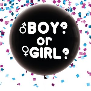 2 x XXL Luftballon BOY OR GIRL Ø 90 cm - Gender Reveal Ballon - Geschlecht verkünden - Baby Shower Farbe pinke Konfetti - GIRL