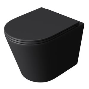 doporro Hänge-Toilette A108 schwarz matt inkl. Soft-Close spülrandloses-Toilette Hänge-WC aus Keramik