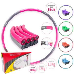 Hula Hoop Reifen Premium, 850g-1,2Kg-1,5kg, 850g-Starter / Pink/Grau / Ohne Buch
