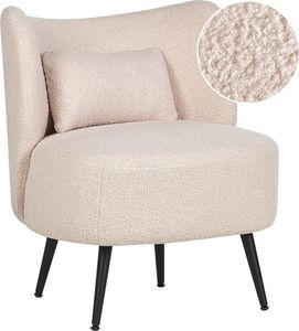 BELIANI Polstersessel Beige Creme Boucle Polsterung Weich Nubby Schwarze Beine Geschwungene Rückenlehne Retro Glam Design Stil