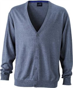 James & Nicholson Herren V-Ausschnitt Cardigan JN661 grey heather L