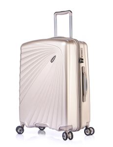 Verage KINETIC leichter Hartschalen-Koffer mit 4 Doppel-Rollen und TSA, ABS/PC Trolley (M-66cm-84 Liter, Metallic Champagner) mit Sicherheits-Reißverschluss