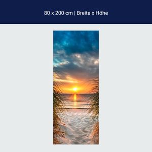 Türtapete Blick durch Düne, Meer, Sonnenuntergang M1293 – 80 x 200cm / selbstklebende Dekorfolie