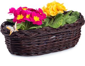 JIPRO® Blumenkasten aus Weide für Balkon dunkel Pelargonie I. - B 39 x T 19 x H 12(cm)