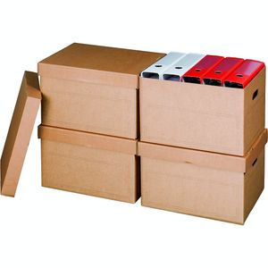 10x Archivcontainer, mit Deckel, Archivbox, Archivkarton Basic, S, braun