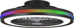 MeLiTec Deckenleuchte mit Ventilator, Deckenlampe mit Ventilator, dimmbar, RGB-Lauflicht, natürlicher Wind, Timer & Nachtlicht, Fernbedienung, schwarz