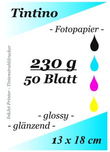 Tintino 50 Blatt Fotopapier 13 x 18 cm 230g/m² -einseitig glänzend-