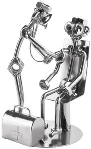 BRUBAKER Schraubenmännchen Arzt mit Patient Stethoskop - Handarbeit Eisenfigur - Metallfigur Geschenkidee für Hausärzte - Ärzte Geschenk