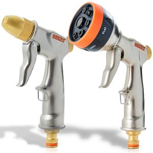 HECHT 02096 Gartenbrause Handbrause | 6 Sprühmuster | Rostfrei | 60 mm Durchmesser