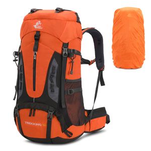 （Orange）Trekkingrucksack Hohe Kapazität Reiserucksack Wasserdicht Atmungsaktiv Verschleißfest Outdoor Wandertasche Für Wandern Bergsteigen Camping Reisen Sport