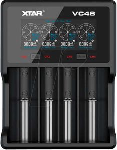 Ładowarka akumulatorów XTAR VC4SL, 4 gniazda, wyświetlacz LCD, USB, LiIon i NIMH, 18650, CR123, AA, AAA