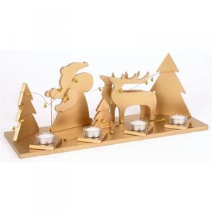 Holz-Adventsgesteck gold Adventskranz Weihnachtsdeko Tischdeko Teelichthalter