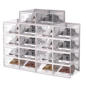 Freetoo Schuhboxen, 18er Set Schuhkarton durchsichtig, faltbar und stapelbar Schuhkartons, für Turnschuhe, Stöckelschuhe und Hausschuhe