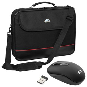 PEDEA Laptoptasche "Trendline" Umhängetasche Messenger Bag für 15,6 Zoll (39,6 cm) inkl. schnurloser Maus, schwarz
