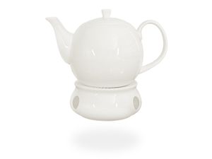 Buchensee  Teeset / Teekanne 1,5 liter mit Stövchen aus Porzellan in weiß, Fine Bone China
