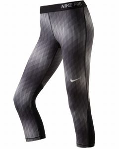 Nike Damen Fitnesshose Trainingshose W NP CL CAPRI STAIRSTEP 3/4 Tight schwarz weiss, Größe:S